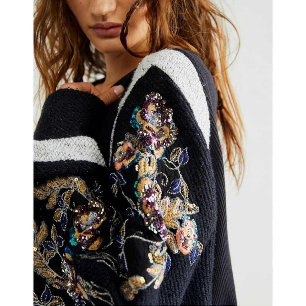Embroidered Black and White Women's Top